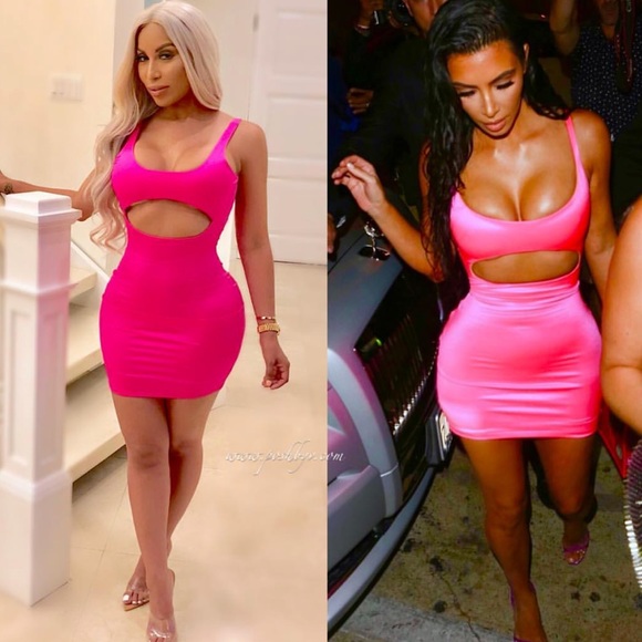 pink cut out mini dress